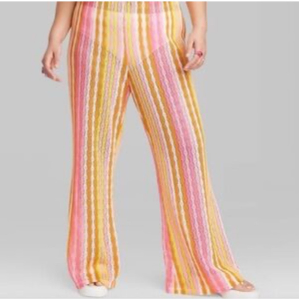 Wild Fable Vibrant Pink and Yellow Wide Leg Pants